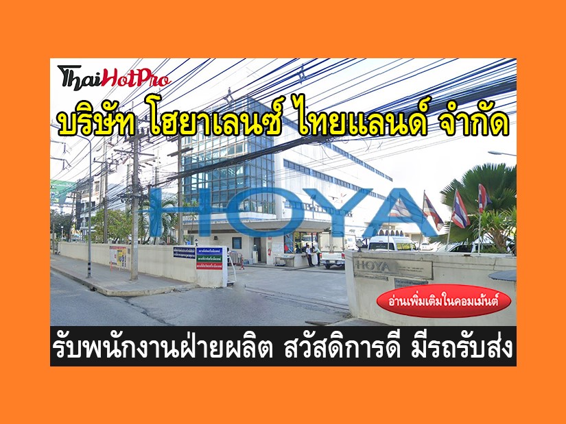 หางานฝ่ายผลิต รับสมัครพนักงาน บริษัท โฮยาเลนซ